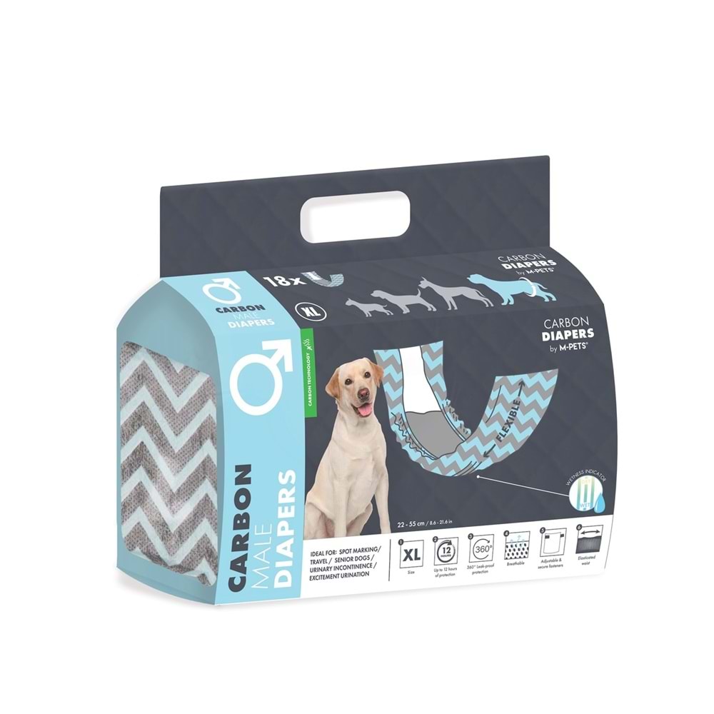 M-Pets Carbonlu Diapers Erkek Köpekler İçin Külot (Xl) 18Li 10174299