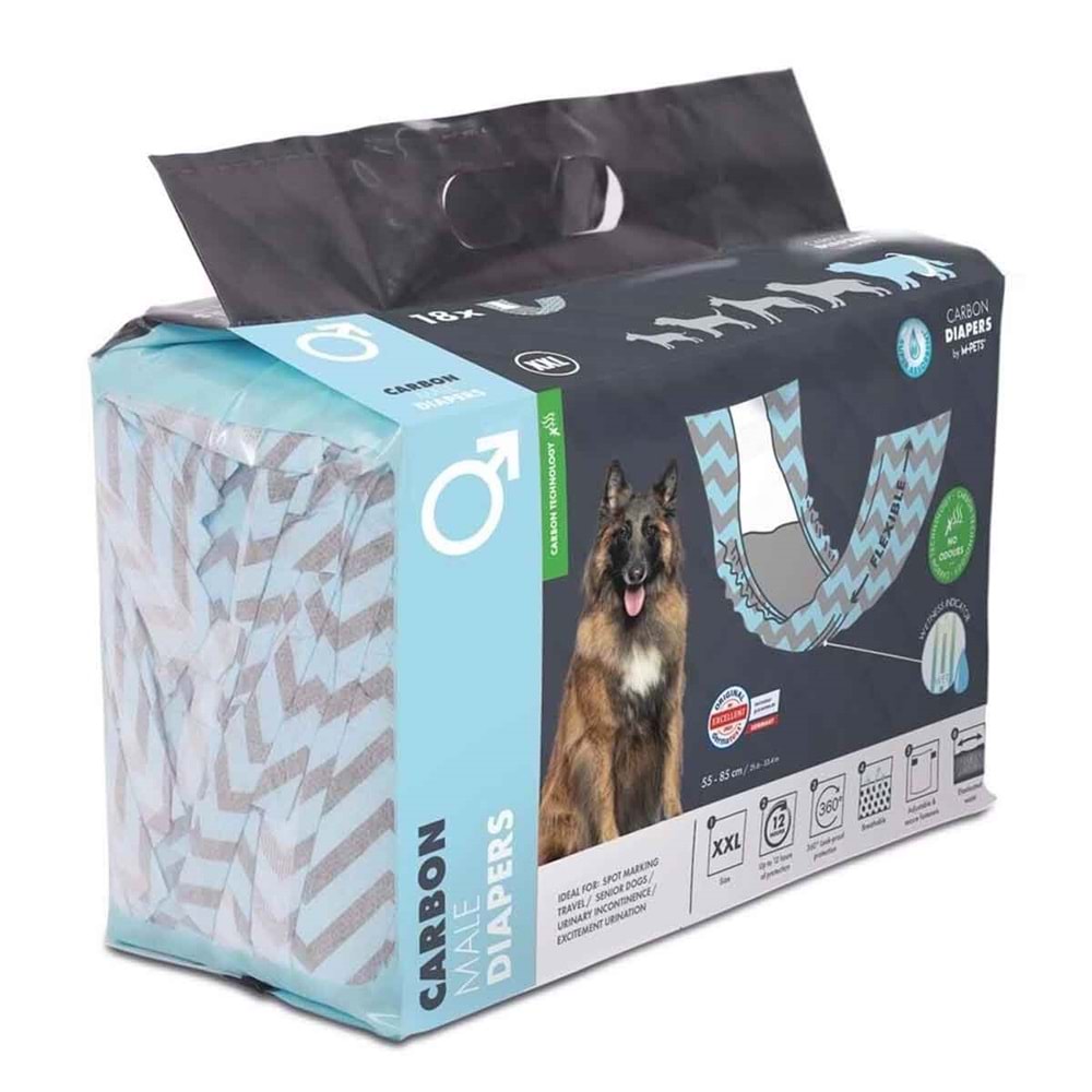 M-Pets Carbonlu Diapers Erkek Köpekler İçin Külot (Xxl) 18Li 10175199