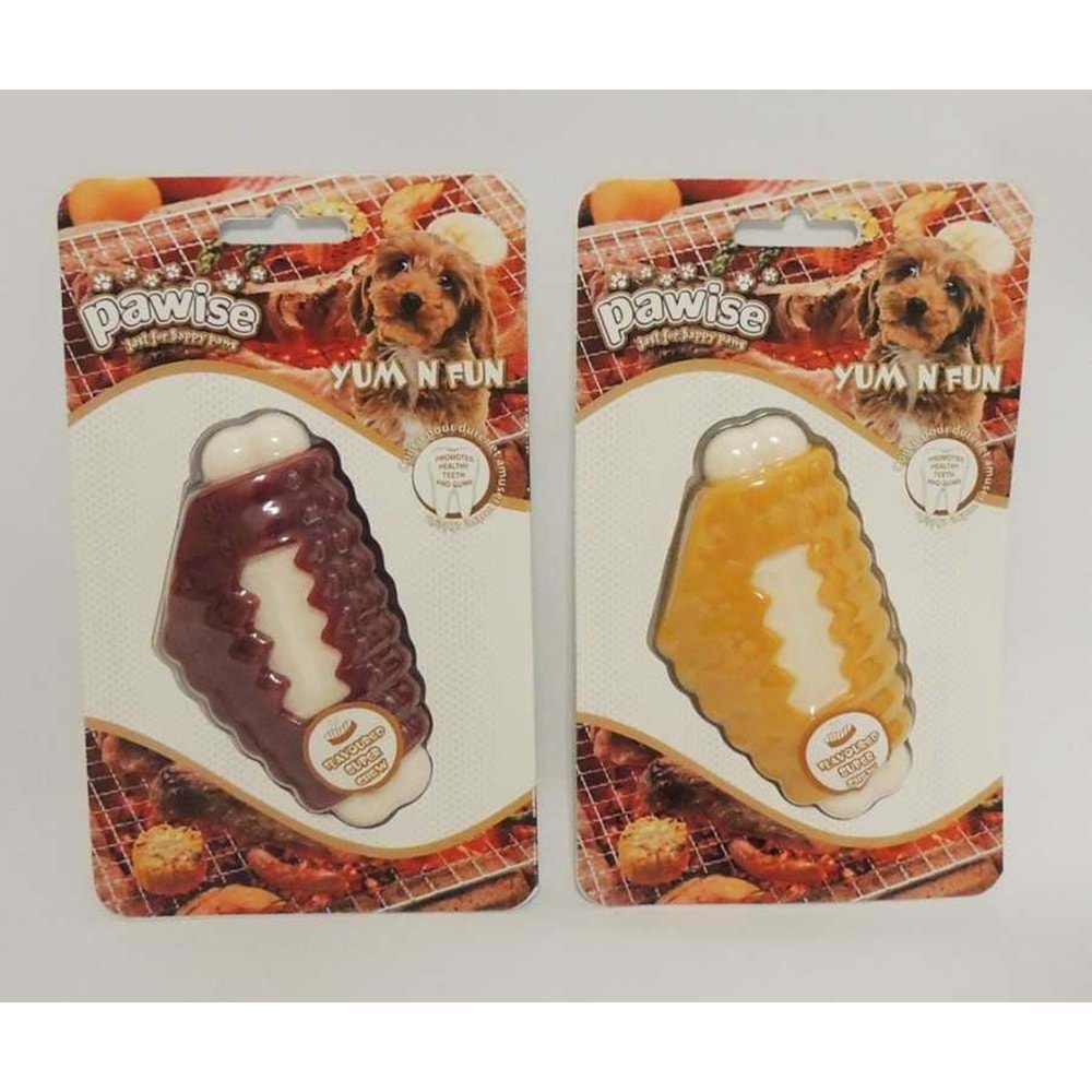 Pawise 14581 Et/Tavuk Aromalı Çiğneme Köpek Oyuncağı 12,5 cm. Sarı