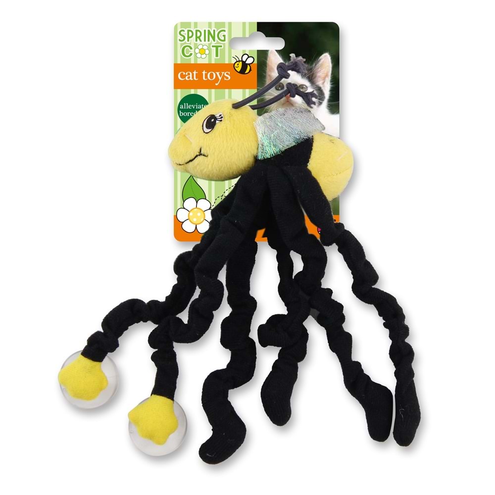 Afp 2009 Vantuzlu Zıpzıp Arılı Peluş Kedi Oyuncağı 20-25 cm.