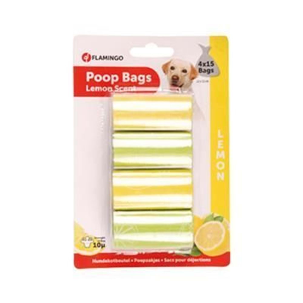 Flamingo Köpek Tuvalet Dışkı Toplama Torbası Limon Kokulu 4X15 Adet
