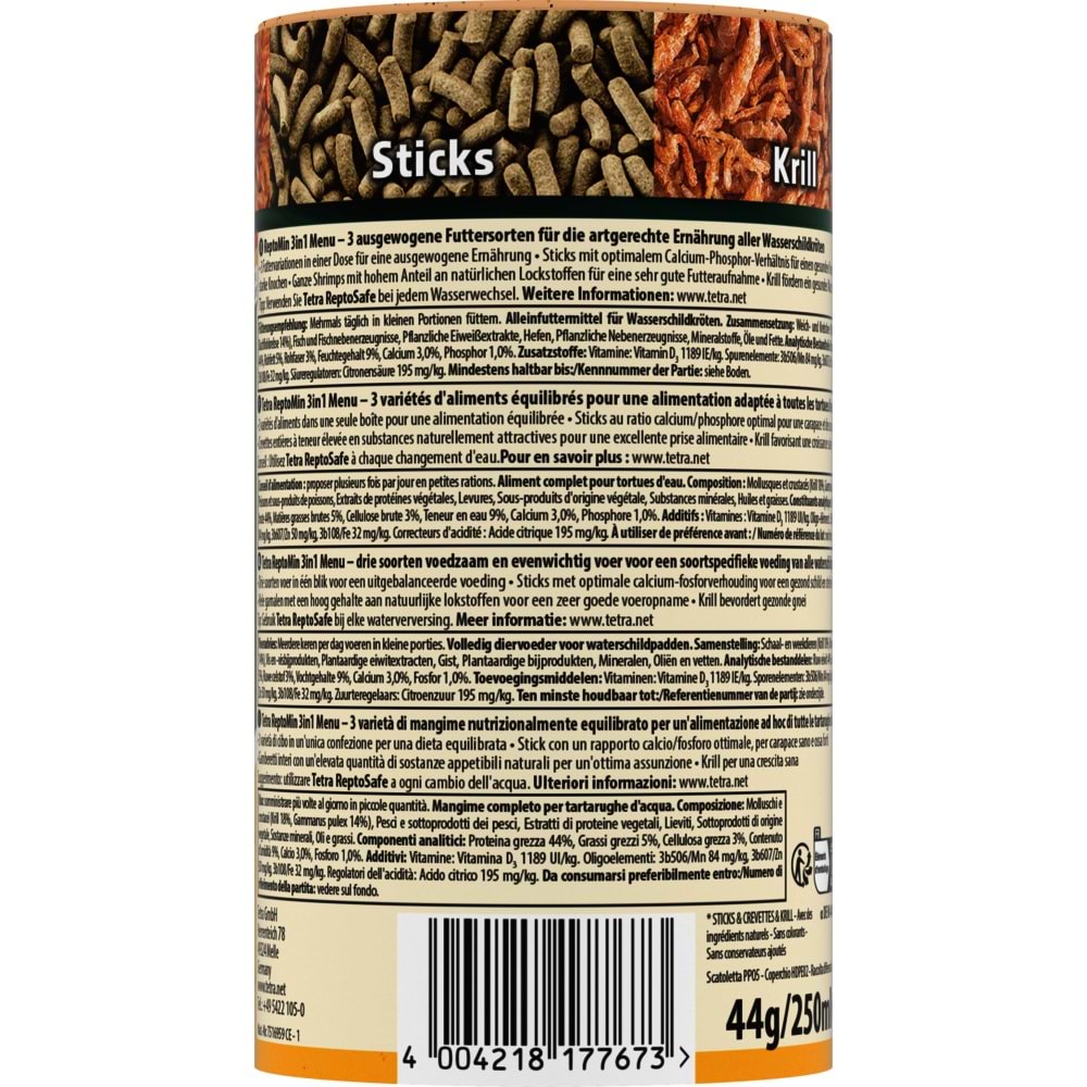 Tetra Reptomin Menu Kaplumbağa Yemi 250 Ml. 44 Gr.