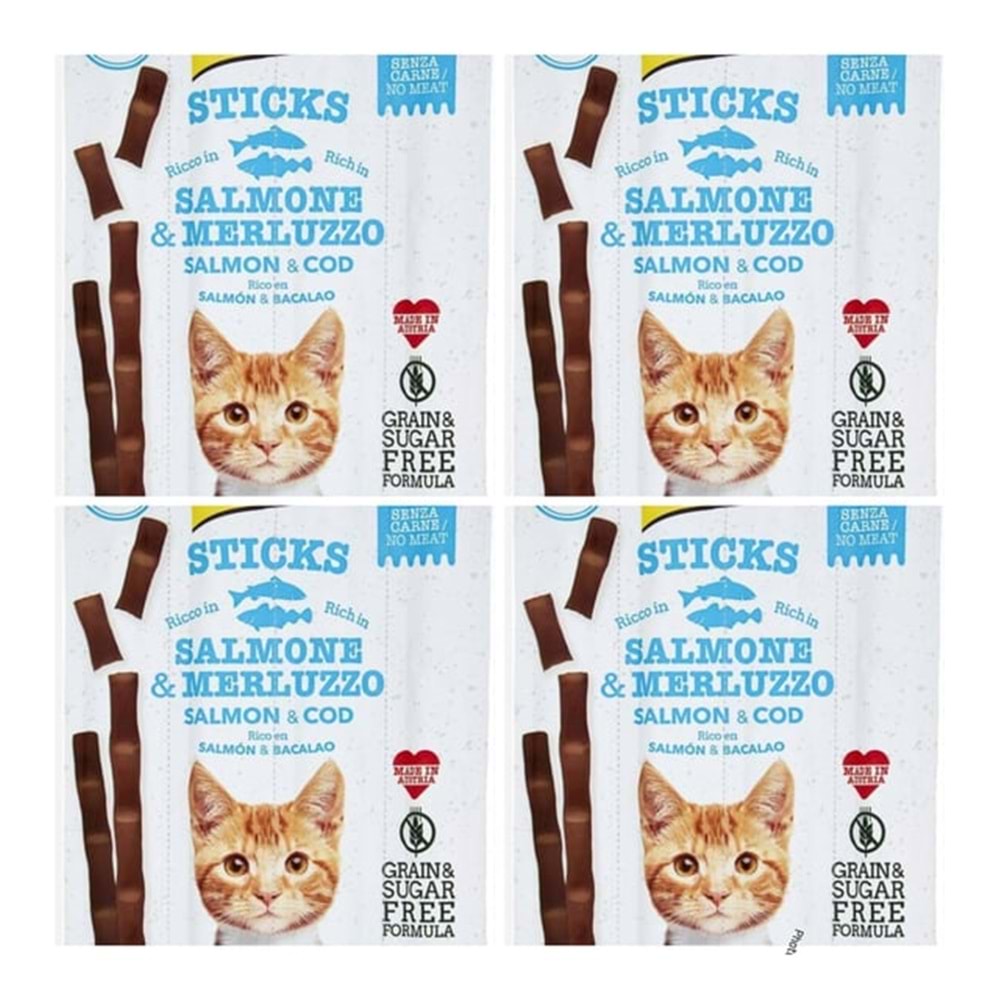 Gimcat Sticks Somon Atlantic Morina Etli Kedi Ödül Çubukları 4'lü 20gr X 4 adet