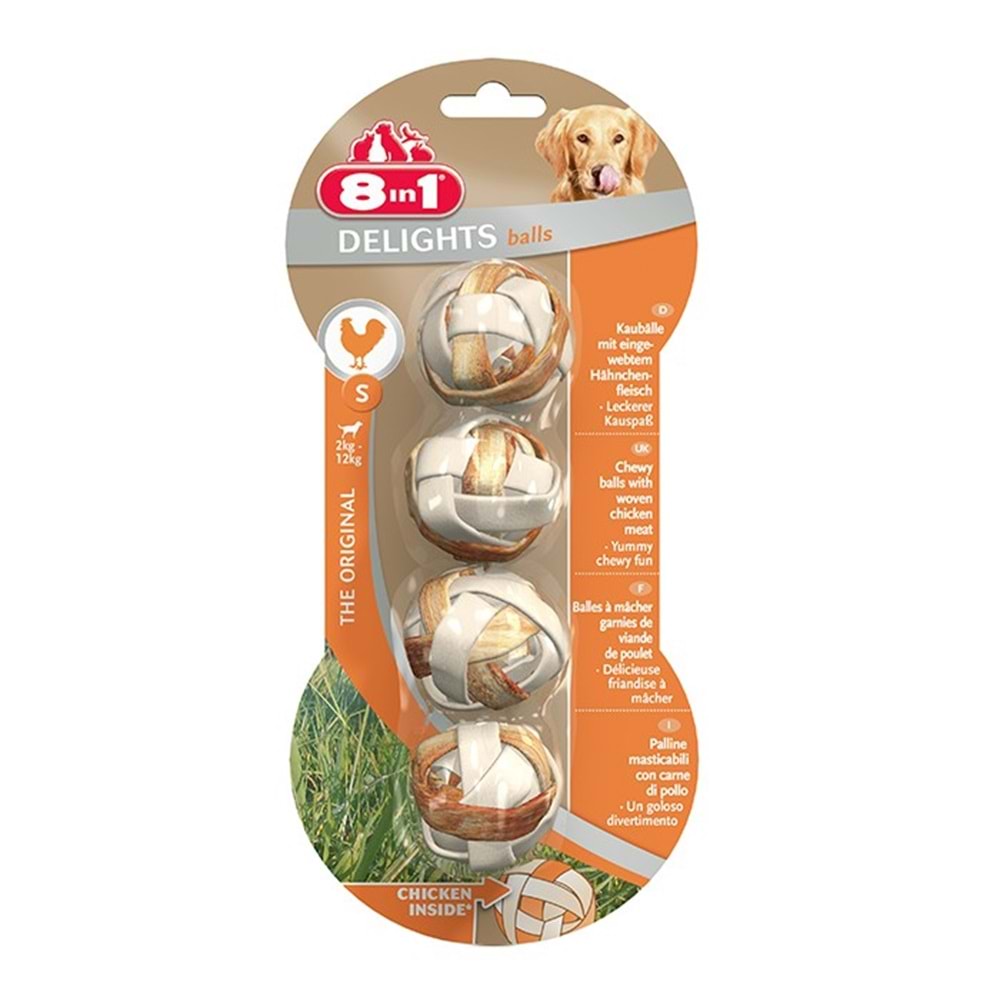 8in1 Tavuk Etli Delight Balls S Top Şeklinde Köpek Ödül Kemiği 36 gr.