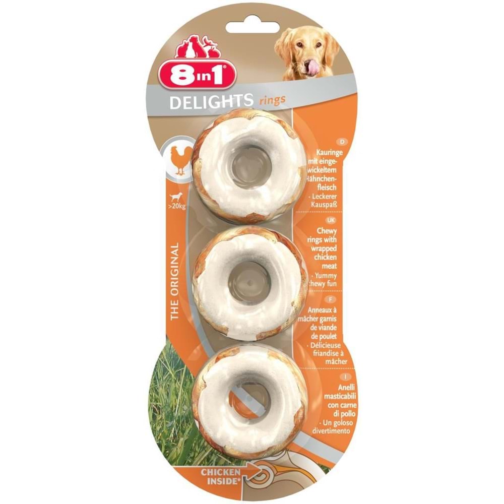 8in1 Tavuk Etli Delight Rings Halka Köpek Ödül Kemiği 80 gr.x2 Adet