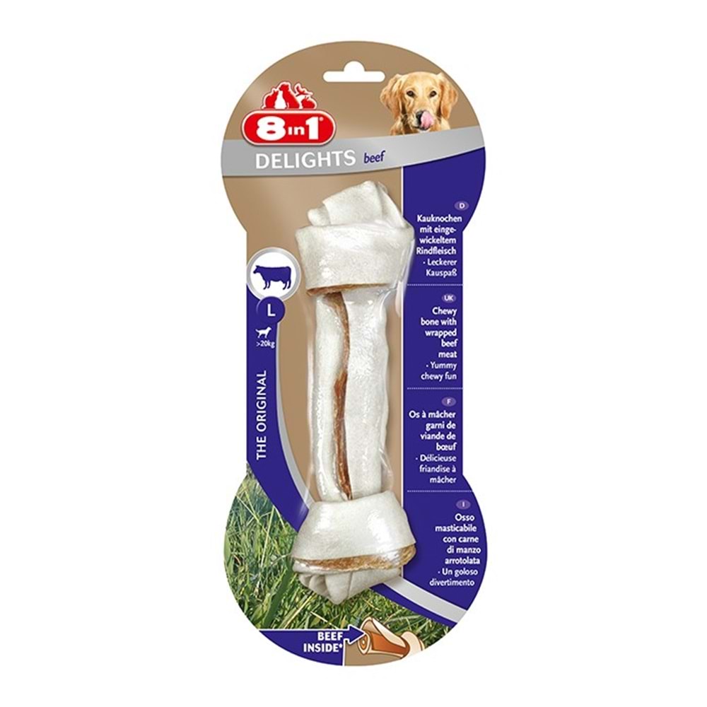 8in1 Delight Bones Biftekli Köpek Ödül Kemiği Large 85 gr.