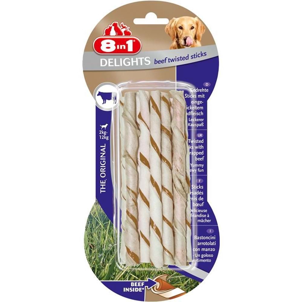 8in1 Delight Biftekli Burgu Köpek Ödül Kemiği 10lu 55 gr.