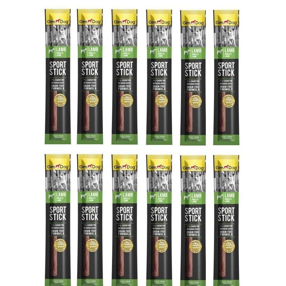 Gimdog Sport Sticks Kuzulu Tahılsız Köpek Ödül Çubuğu 12 gr.x 12 Adet