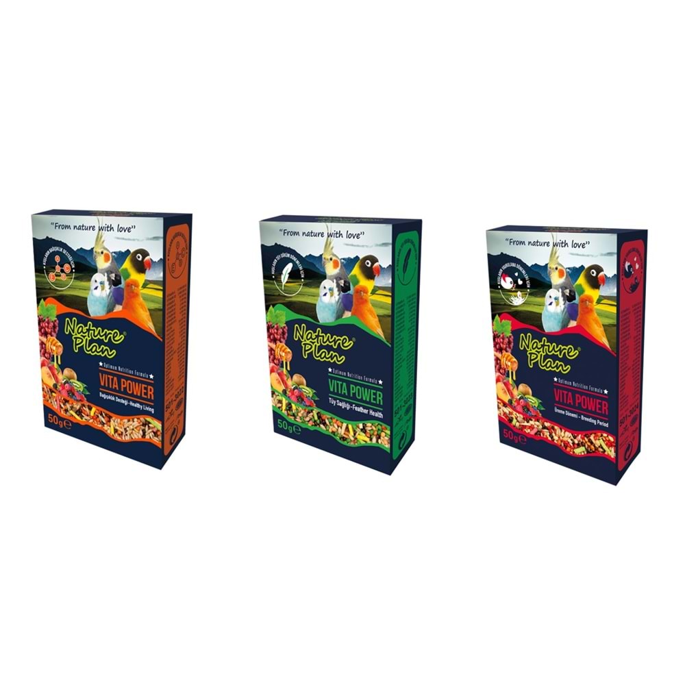 Natur Plan Vita Power Üreme Dönemi +Bağışıklık Desteği+Tüy Sağlığı 50 şer gr.