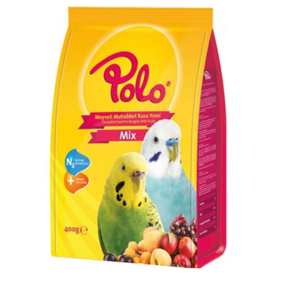 Polo Meyveli Muhabbet Kuşu Yemi 400 gr.x10 Adet