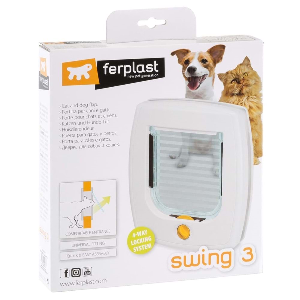 Ferplast Swing 3 Otomatik Kedi ve Köpek Kapısı 22,5x5x25,2cm (Beyaz)