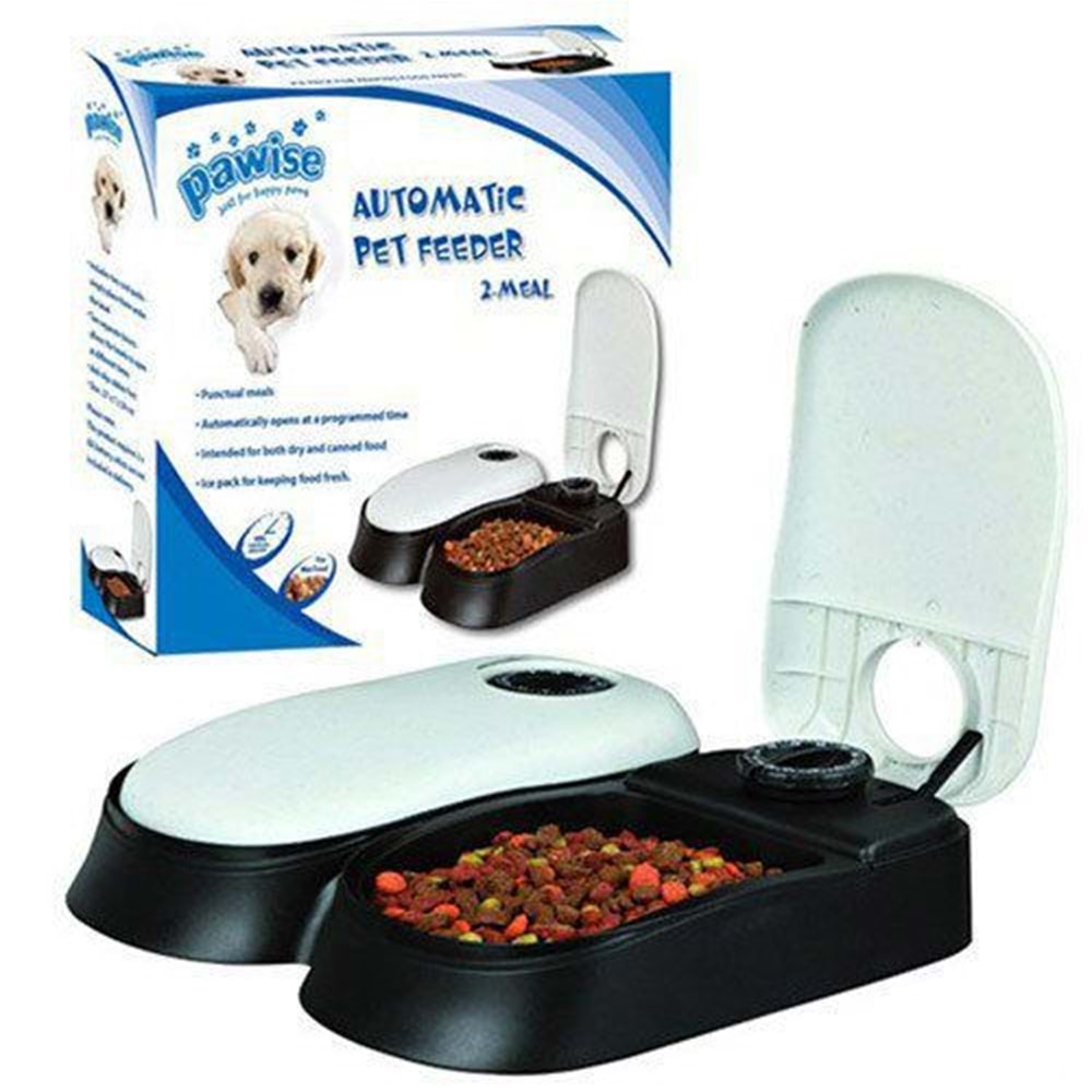 Pawise Zaman Ayarlı Mama Kabı Çiftli 27X7X24 cm. 2X300 ml.