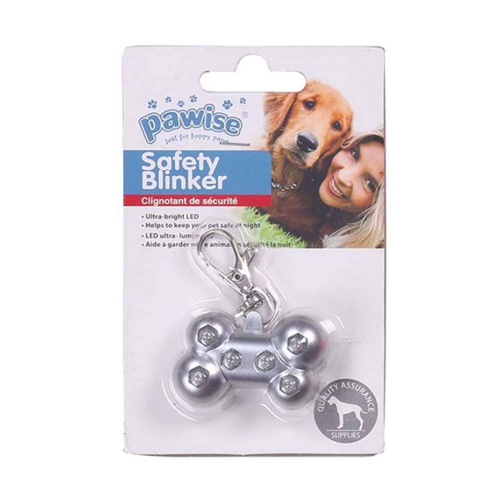 Pawise 11571 Kemik Şekilli Köpek Tasma Ucu Ledli 4x3,5 cm.