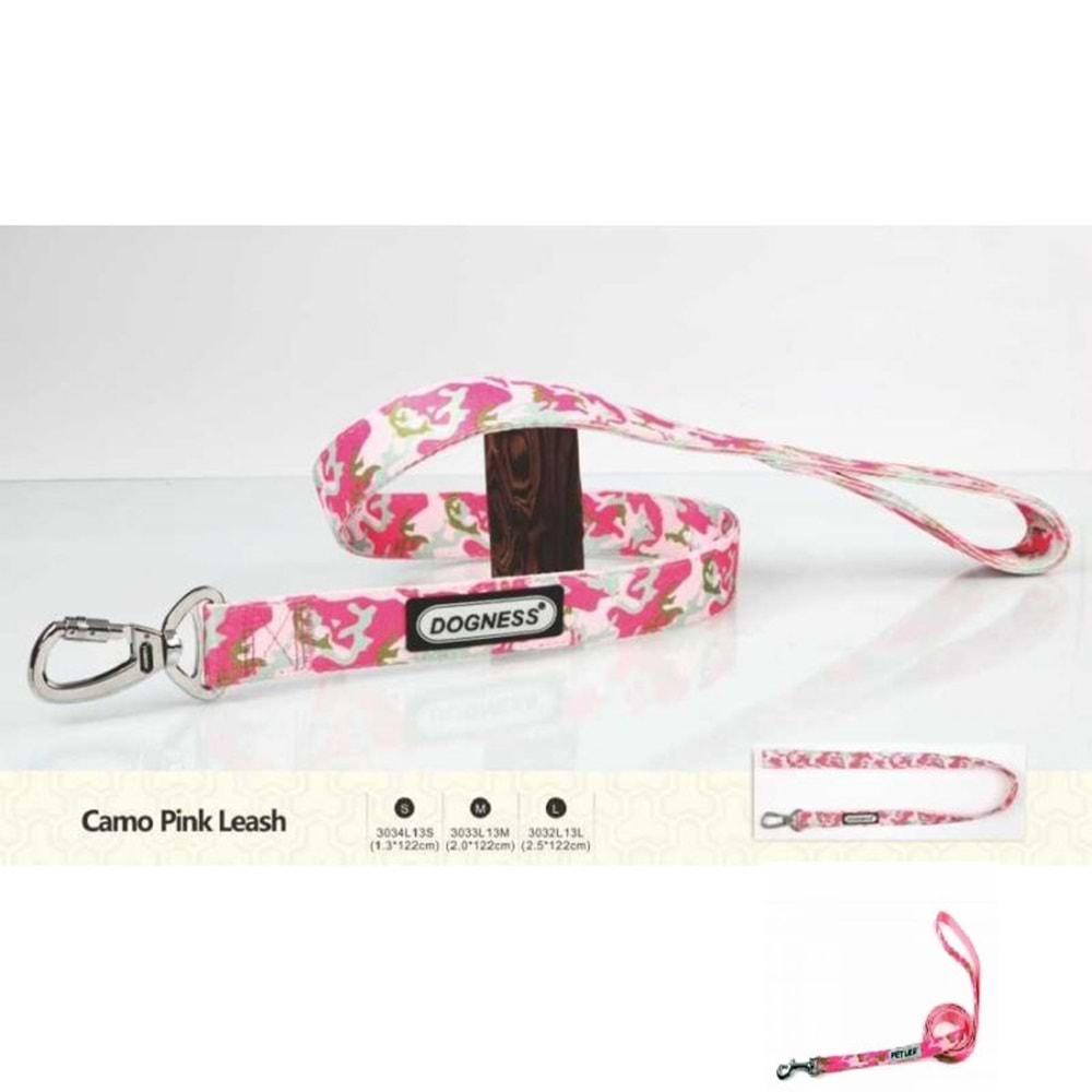 Köpek Gezdirme Tasması Kamuflaj Pembe 1,6 cm.x122 cm.