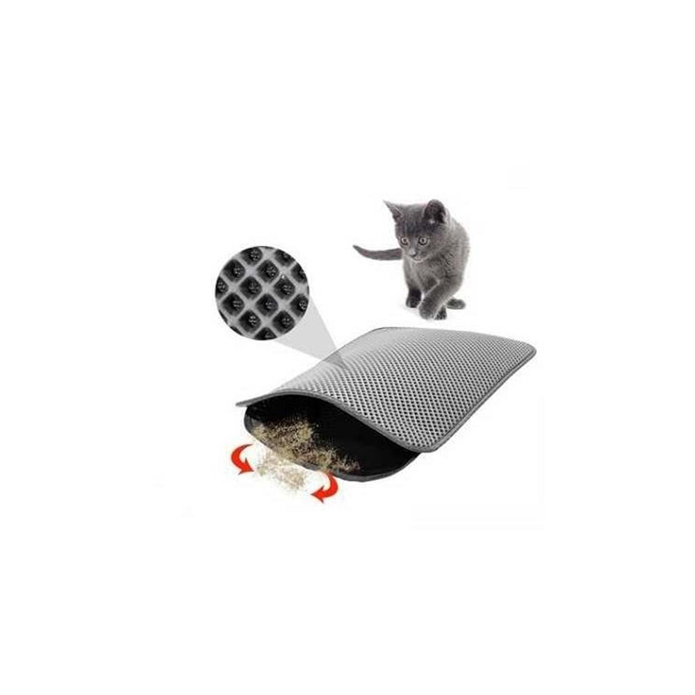 Kum Toplayan Elekli Kedi Kum Paspas 60x45 Cm. Gri