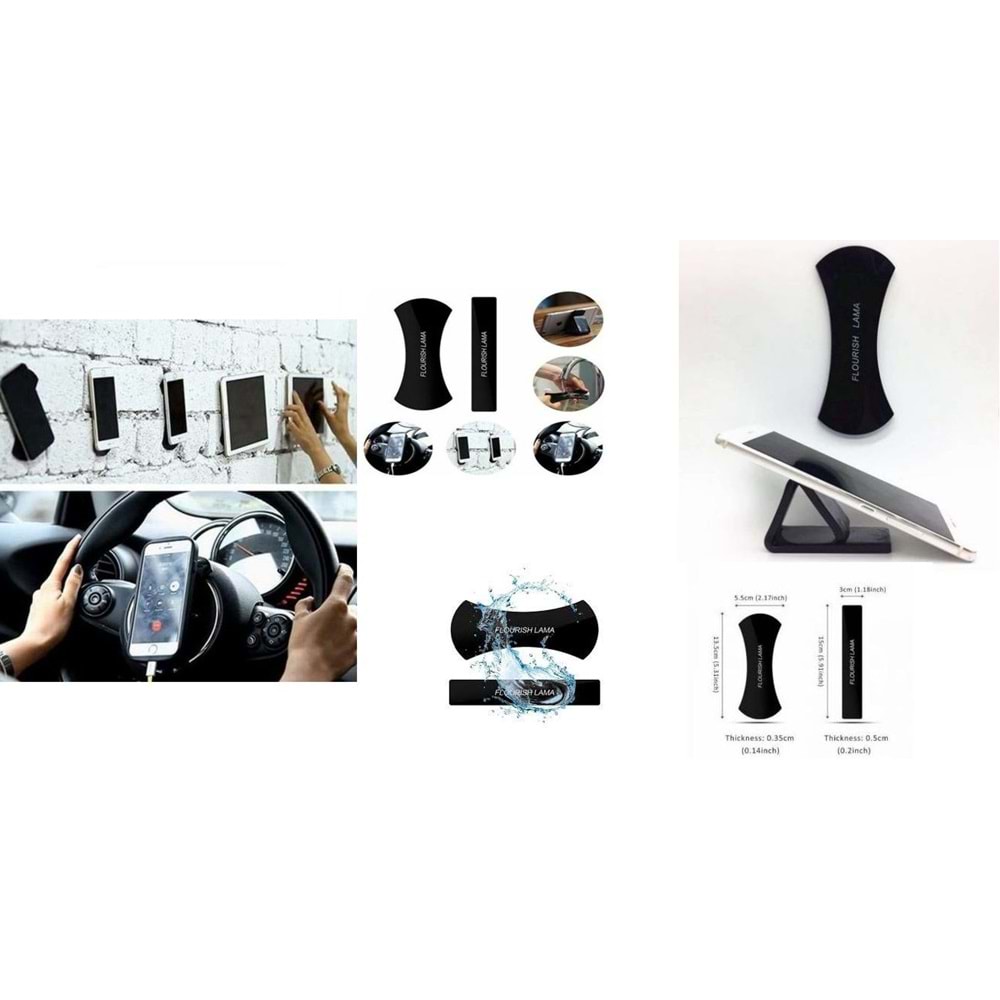 Flourish Lama Oto Araç Ev Ofis Araba Telefon Tutucu Nano Yapışkanlı İkiz Ped Cep Tutacağı