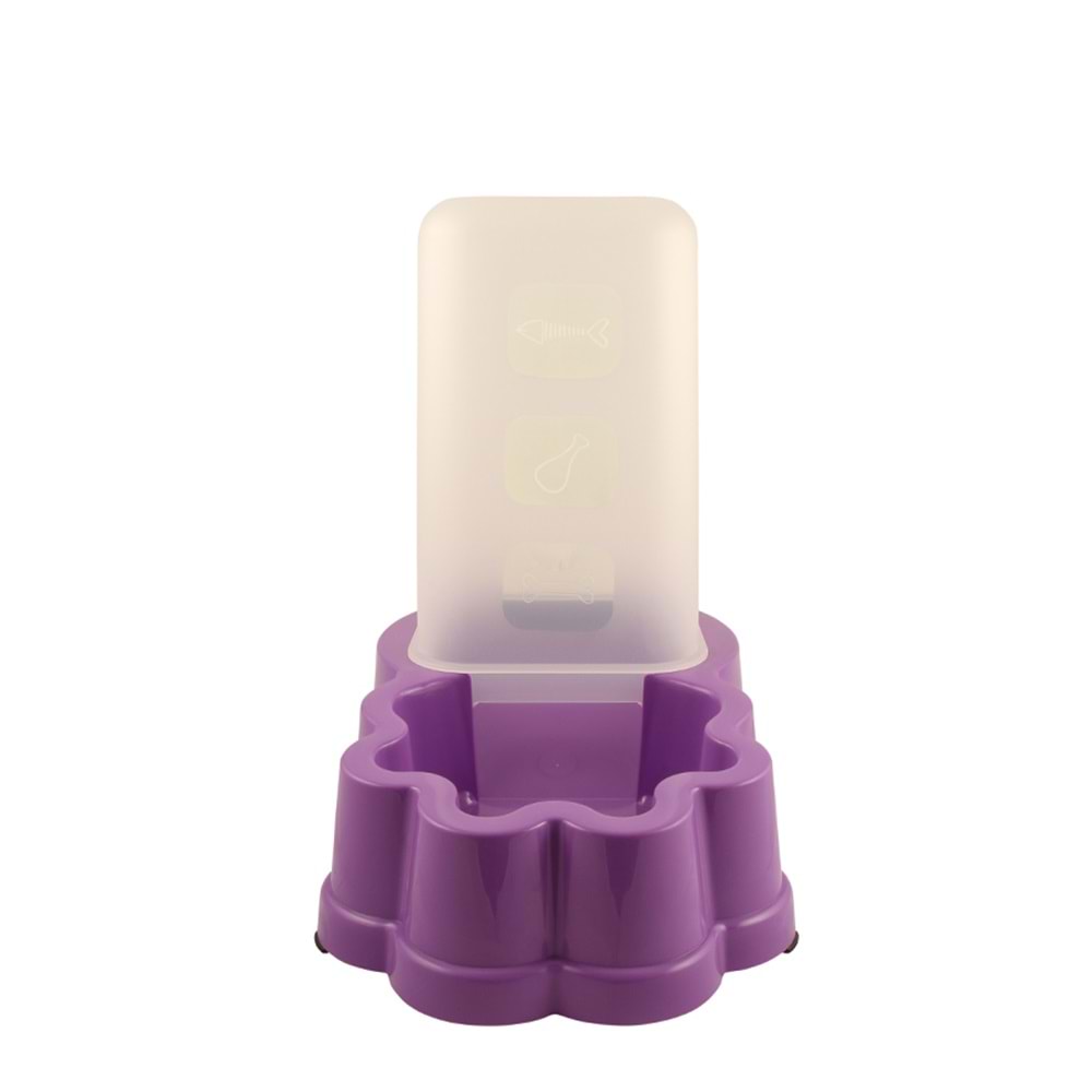 Silo Hazneli Kedi & Köpek Mama ve Su Kabı 3000 Ml. Mor