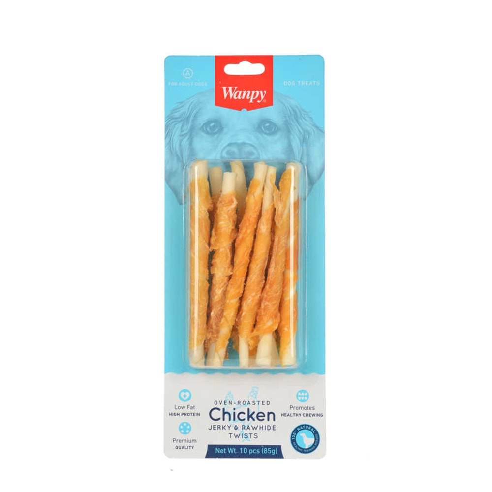Wanpy Deri Üzerine Gerçek Tavuk Sarılı Stick Köpek Ödülü 85 Gr.