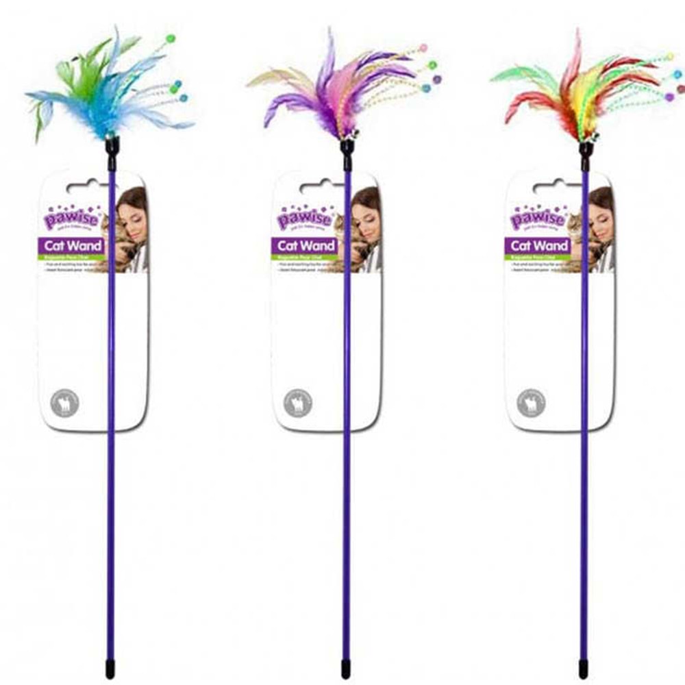 Pawise 28262 Feather Wand Doğal Tüylü Kedi Oltası 60 cm.