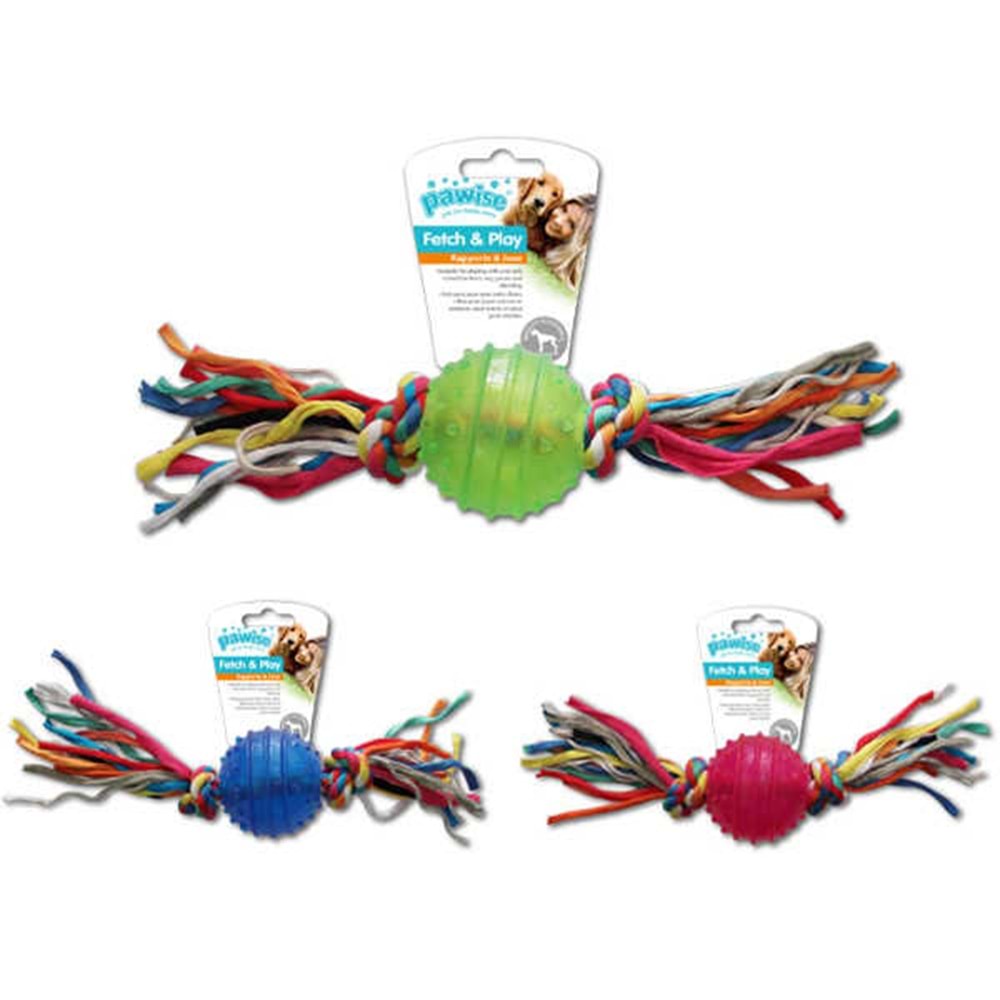 Pawise 14541 TPR Dayanıklı Plastik İpli Top Oyuncak 6,3 cm.