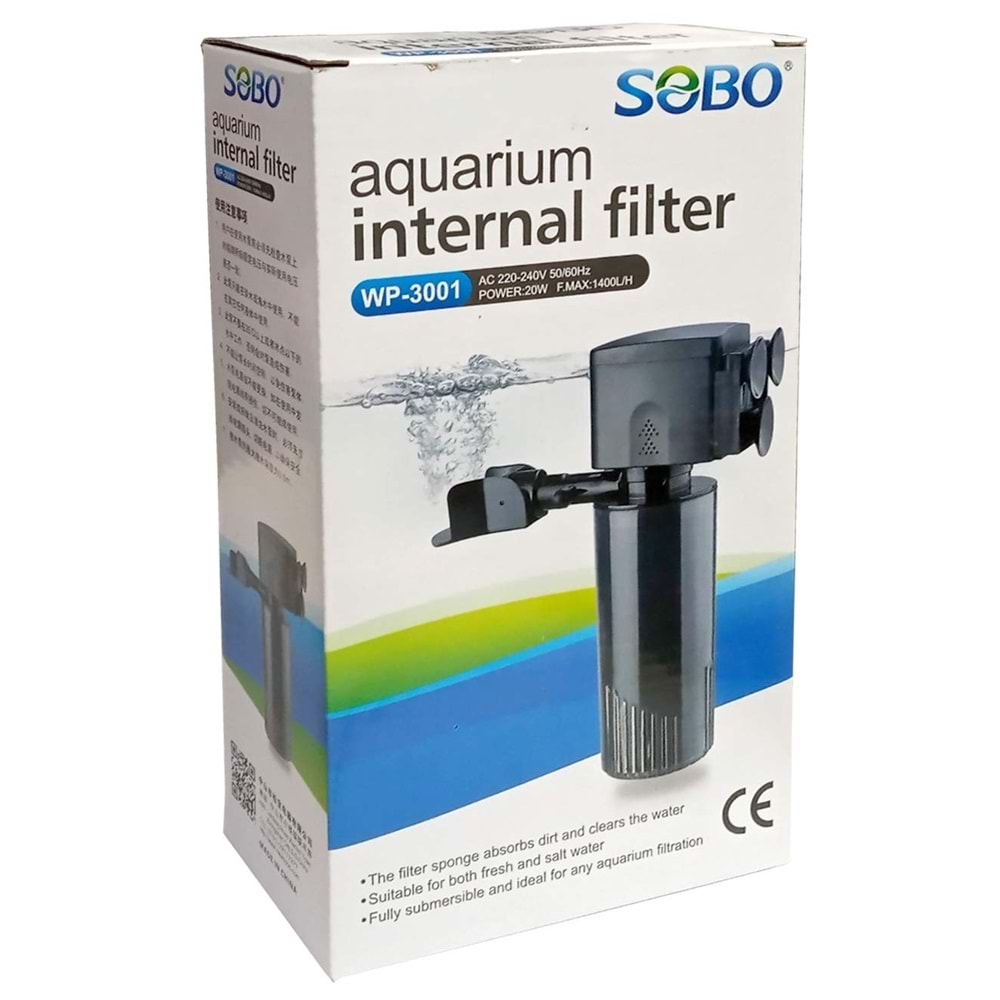 Sobo WP-3001 Akvaryum İç Filtresi 1400 L/S 20 W