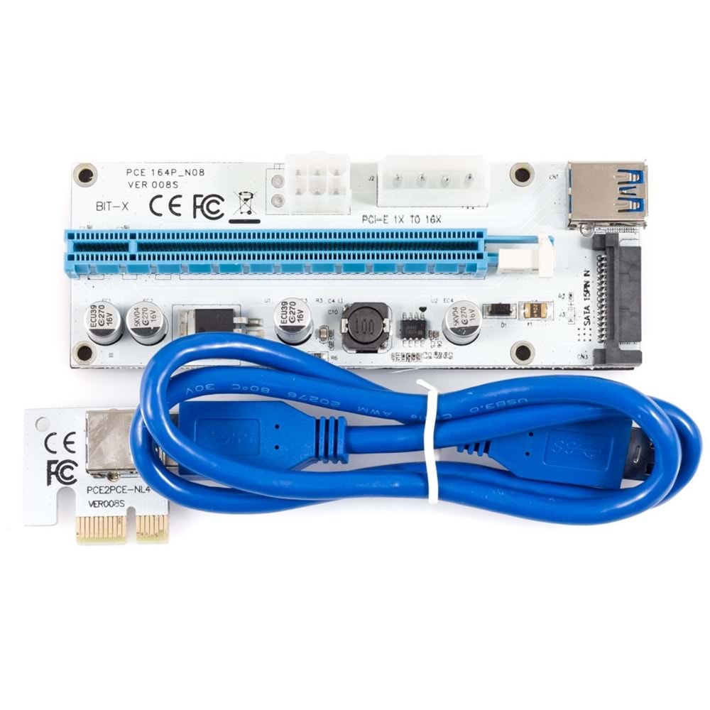 VER008S Riser 1x to 16x Uzatma 60 Cm Ekran Kartı Usb 3.0 PCIE X 5 Adet Bitcoin Madenciliği İçin