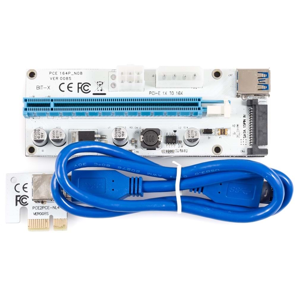 VER008S Riser 1x to 16x Uzatma 60 Cm Ekran Kartı Usb 3.0 PCIE X 10 Adet Bitcoin Madenciliği İçin