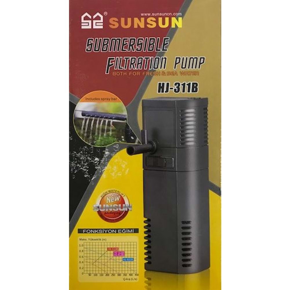 Sunsun HJ-311B Akvaryum İç Filtresi 300 L/S 2 W.