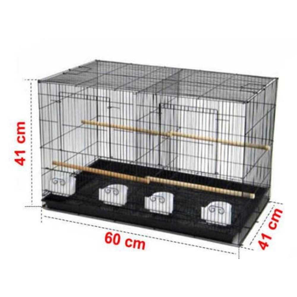 T6505 Çifthane Kuş Kafesi Beyaz 60x41x41 cm.