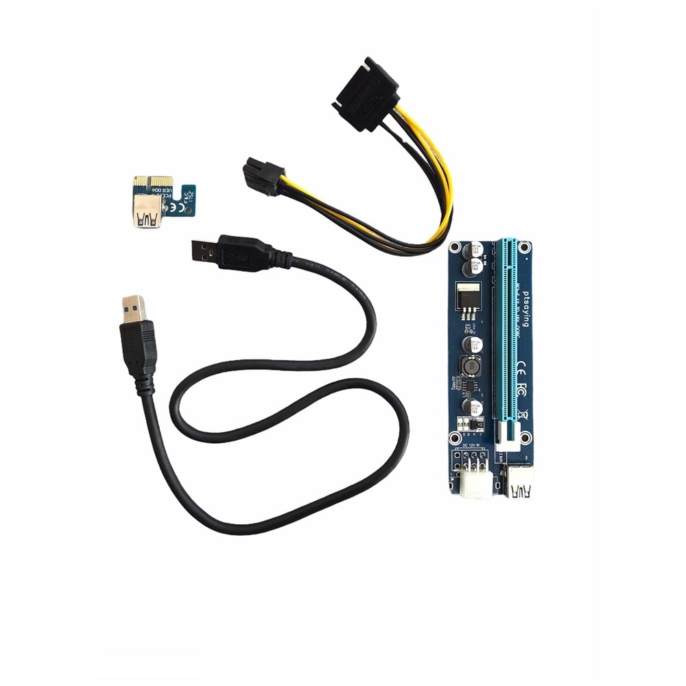 VER006C Yükseltici Kart 1x ila 16x PCI Express PCI-E Genişletici USB 3.0 Kablo SATA 6Pin