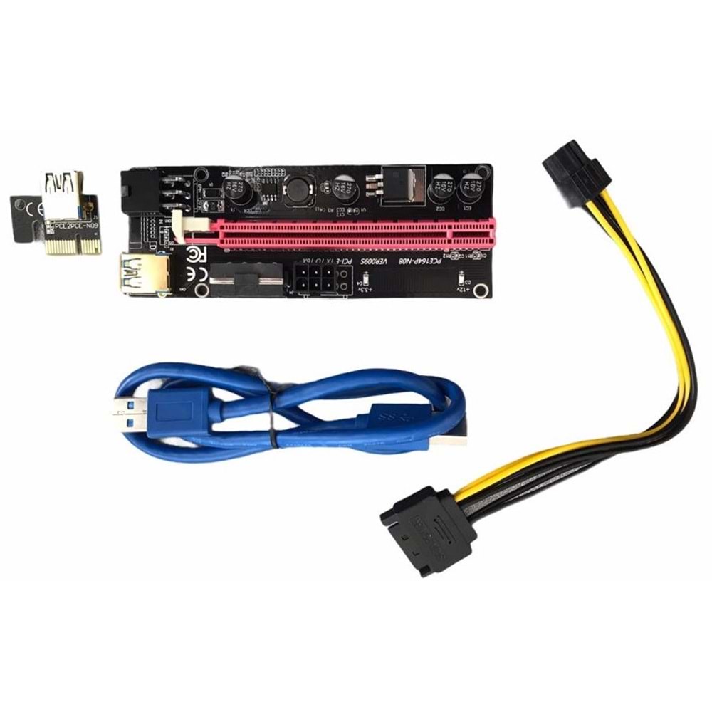 VER009S Riser 1x to 16x Uzatma 60 Cm Ekran Kartı Usb 3.0 PCIE X 10 Adet Bitcoin Madenciliği İçin