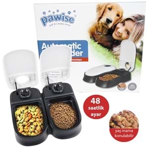 Pawise Zaman Ayarlı Mama Kabı Çiftli 27X7X24 cm. 2X300 ml.