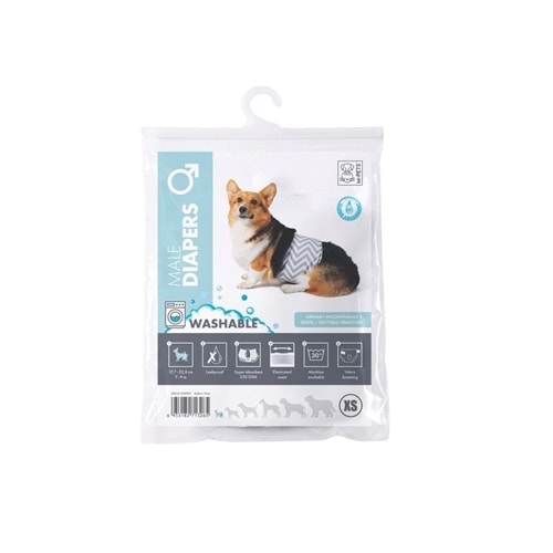 M-Pets Erkek Köpekler İçin Yıkanabilir Külot Bez 17,7-22,8cm [XS]