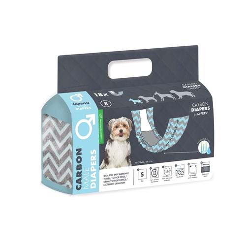 M-Pets Carbonlu Diapers Erkek Köpekler İçin Külot (S) 18Li 10173999