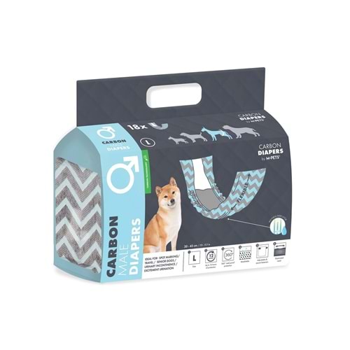 M-Pets Carbonlu Diapers Erkek Köpekler İçin Külot (L) 18Li 10174199