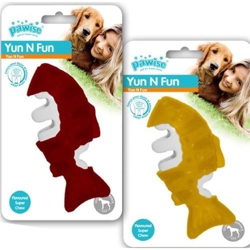 Pawise 14582 Et/Tavuk Aromalı Çiğneme Köpek Oyuncağı 12,5 cm. Kırmızı