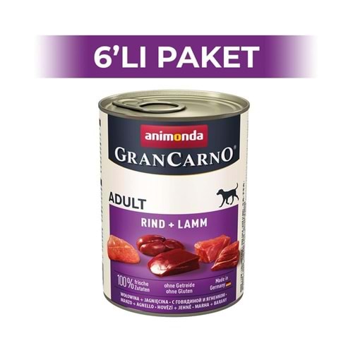 Animonda GranCarno Sığırlı ve Kuzulu Yet. Köpek Konservesi 400gr. 6 Adet