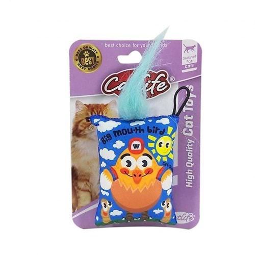 Catlife Kuşlu Tüylü Yastık Sevimli Kedi Oyuncağı