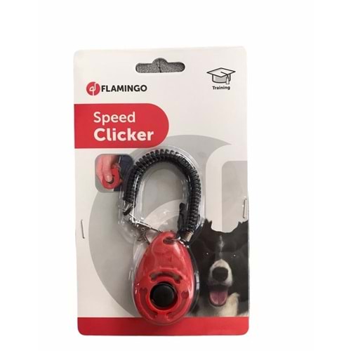 Flamingo Kayışlı Köpek Eğitim Clicker 6 cm. Kırmızı