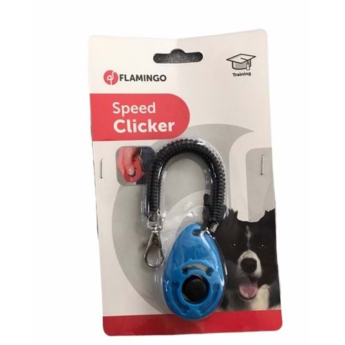 Flamingo Kayışlı Köpek Eğitim Clicker 6 cm. Mavi