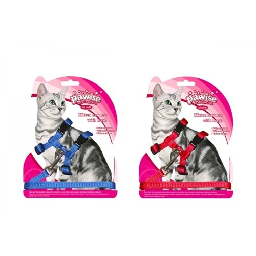 Pawise 28001 Yavru Kedi Göğüs ve Gezdirme Tasması Mavi 120 cm.