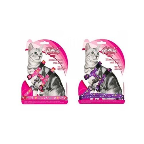 Pawise 28002 Yavru Kedi Göğüs ve Gezdirme Tasması Pembe 120 cm.
