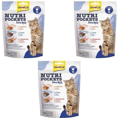 Gimcat NutriPockets Sea Mix Kedi Ödül Maması 150 Gr x3 Adet