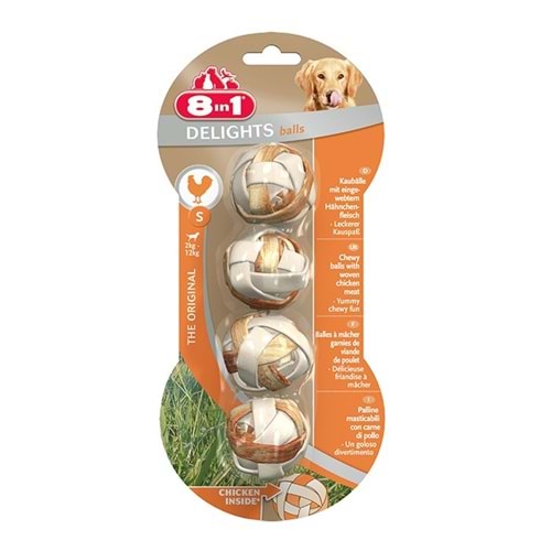 8in1 Tavuk Etli Delight Balls S Top Şeklinde Köpek Ödül Kemiği 36 gr.