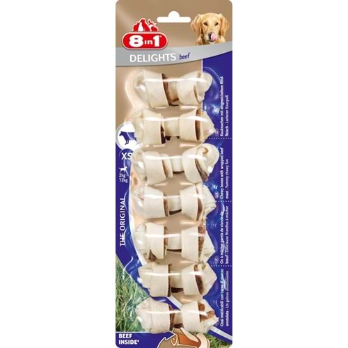8in1 Biftekli Delight Bones Xs Köpek Ödül Kemiği 7li 84 gr.x2 Adet