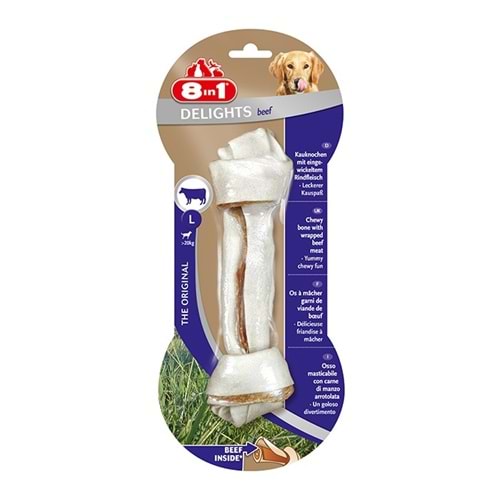 8in1 Delight Bones Biftekli Köpek Ödül Kemiği Large 85 gr.