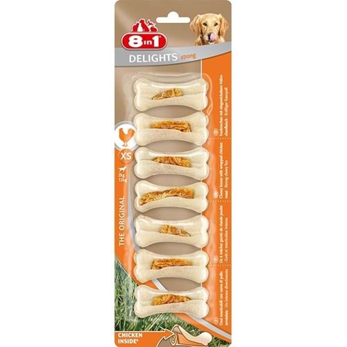 8in1 Delights Strong Xs Köpek Ödül Kemiği 7li 140 gr. x3 Adet