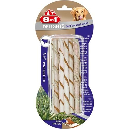 8in1 Delight Biftekli Burgu Köpek Ödül Kemiği 10lu 55 gr.