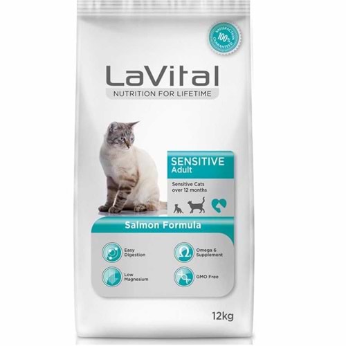 La Vital Sensitive Somonlu Hassas Yetişkin Kedi Maması 12 Kg.