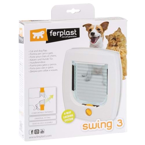 Ferplast Swing 3 Otomatik Kedi ve Köpek Kapısı 22,5x5x25,2cm (Beyaz)